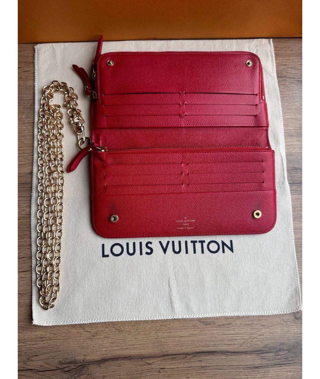 LOUIS VUITTON Коричневый кожаный кошелек, фото 4