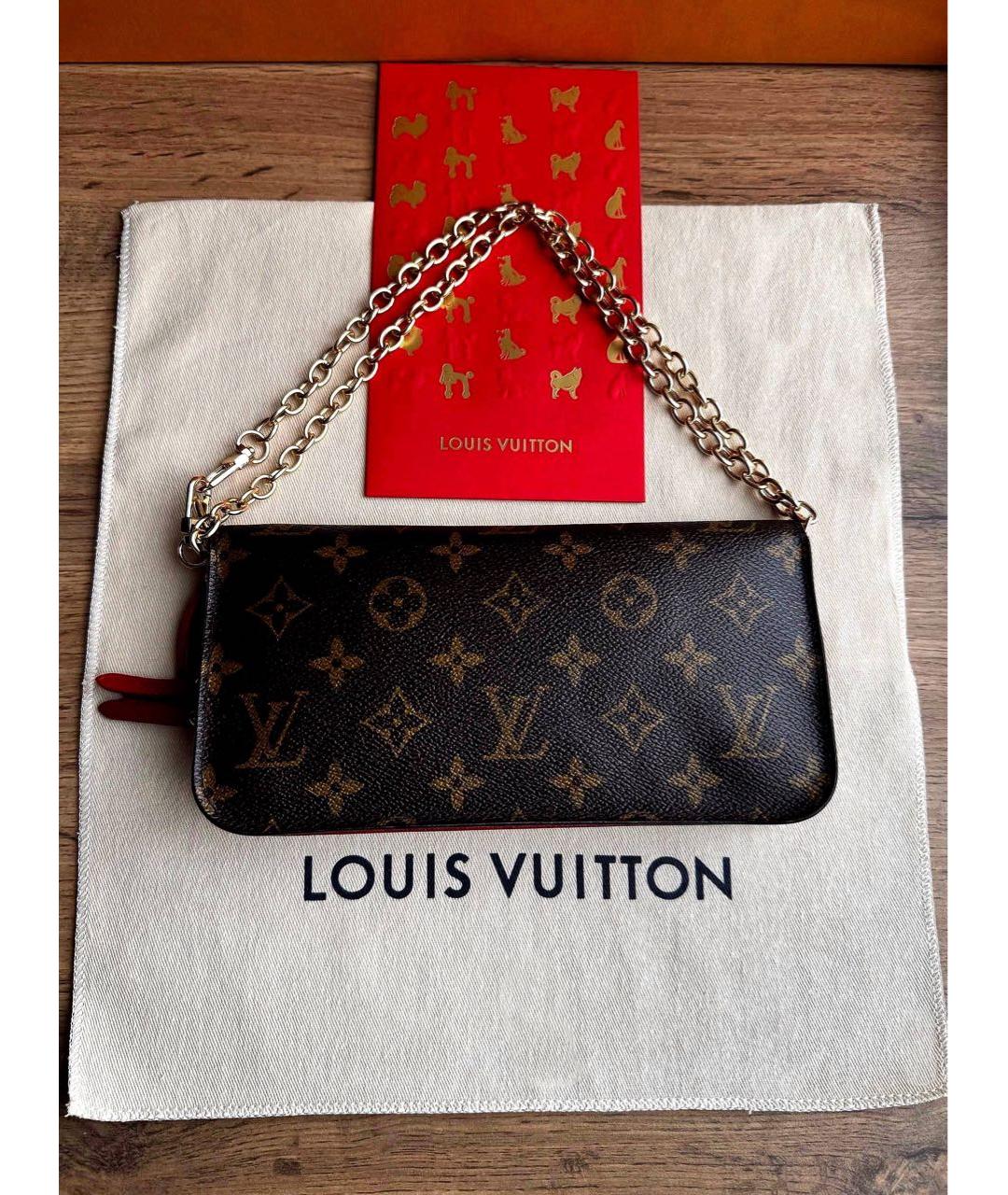 LOUIS VUITTON Коричневый кожаный кошелек, фото 8