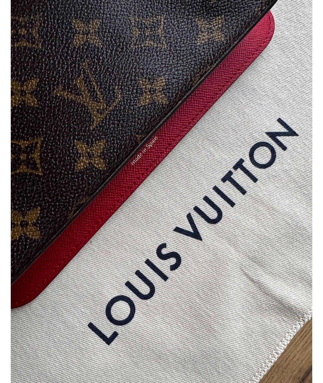 LOUIS VUITTON Коричневый кожаный кошелек, фото 6