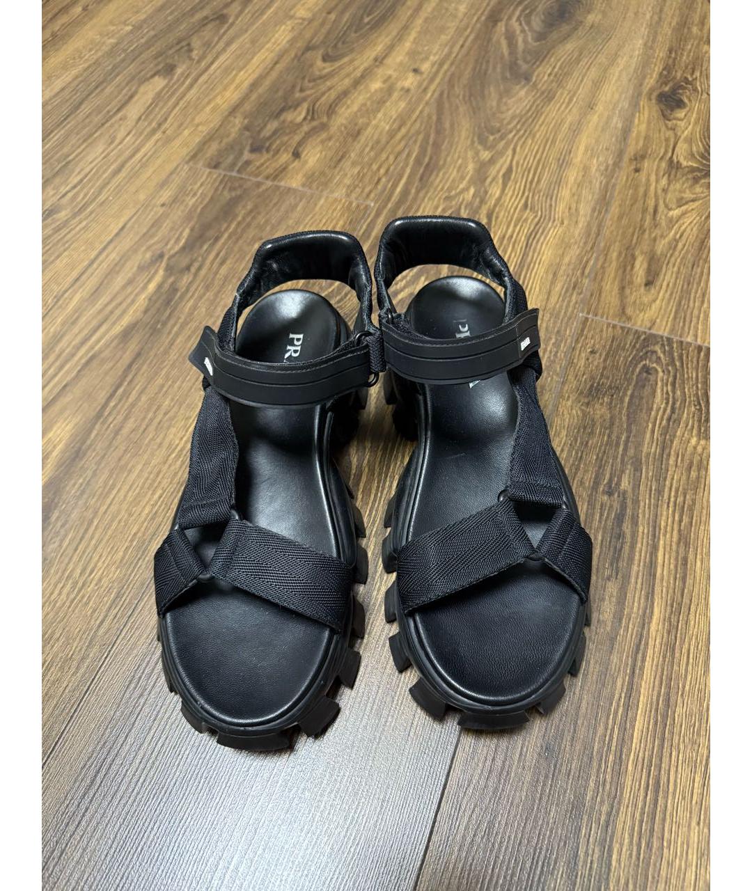PRADA Черные текстильные сандалии, фото 2