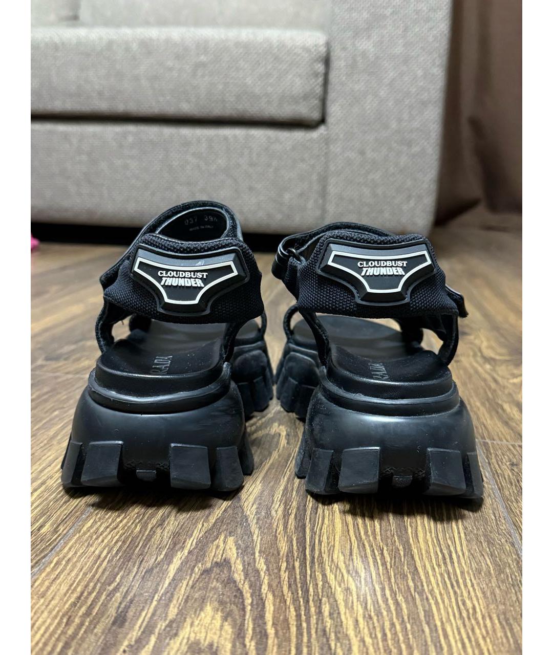 PRADA Черные текстильные сандалии, фото 4