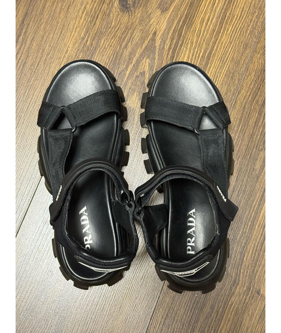 PRADA Черные текстильные сандалии, фото 3