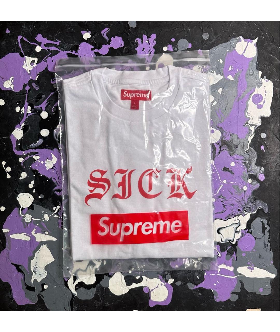 SUPREME Белая хлопковая футболка, фото 2