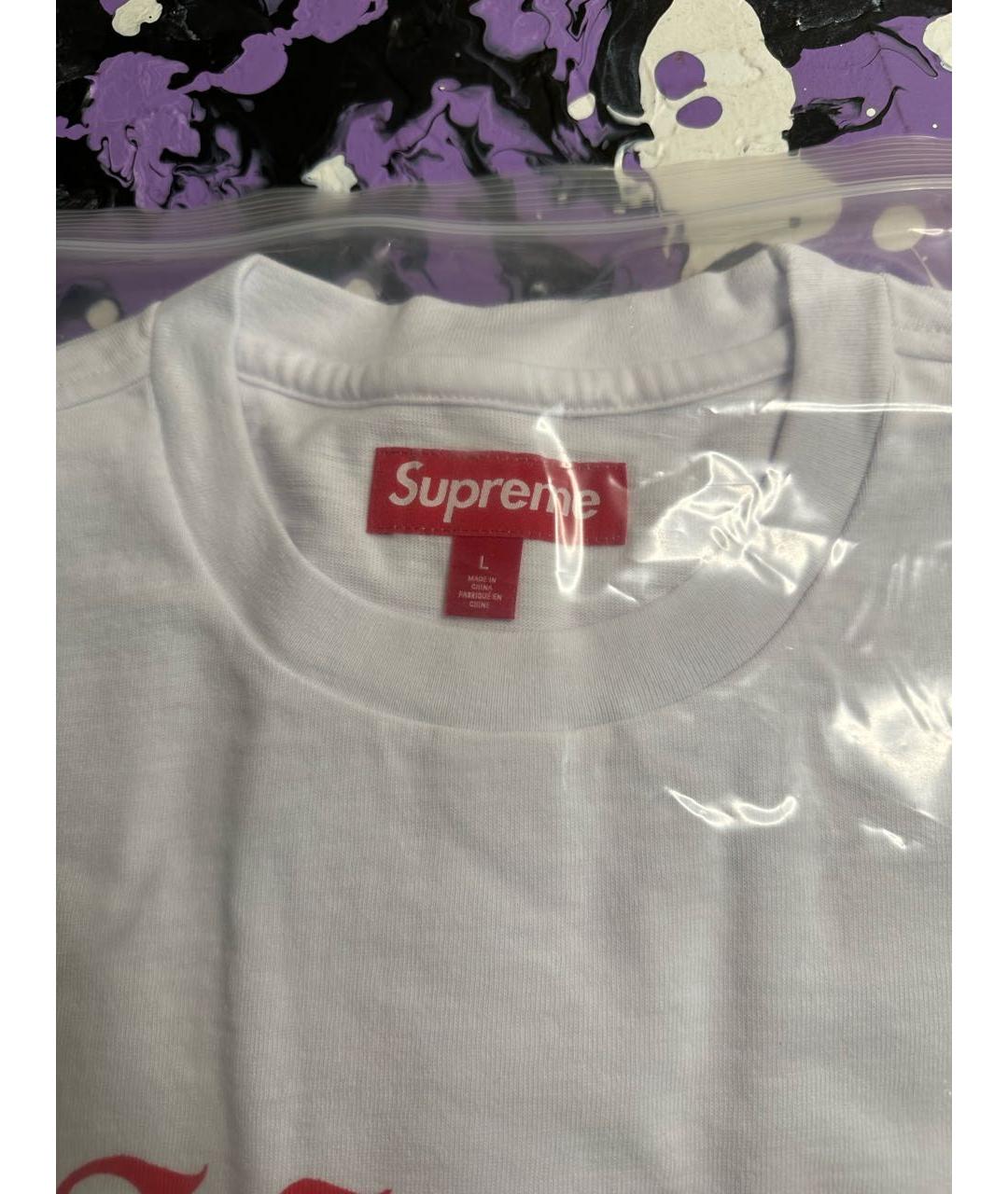 SUPREME Белая хлопковая футболка, фото 4
