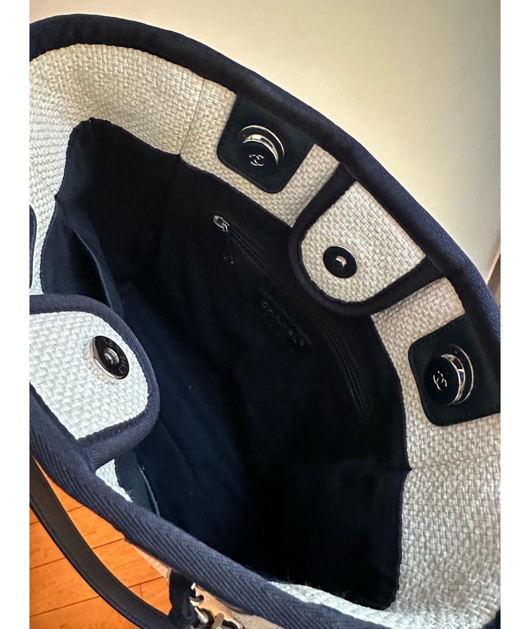 CHANEL Белая тканевая пляжная сумка, фото 3