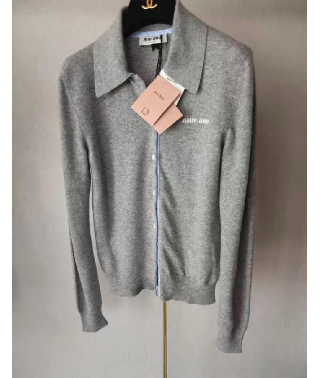 MIU MIU Серый шерстяной кардиган, фото 5