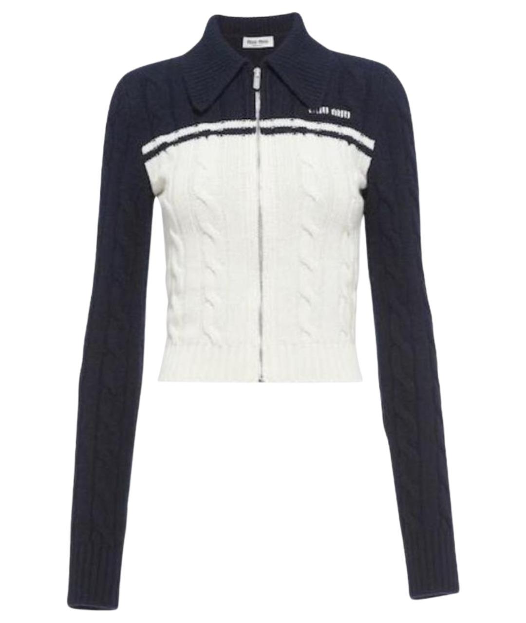 MIU MIU Темно-синий шерстяной кардиган, фото 1