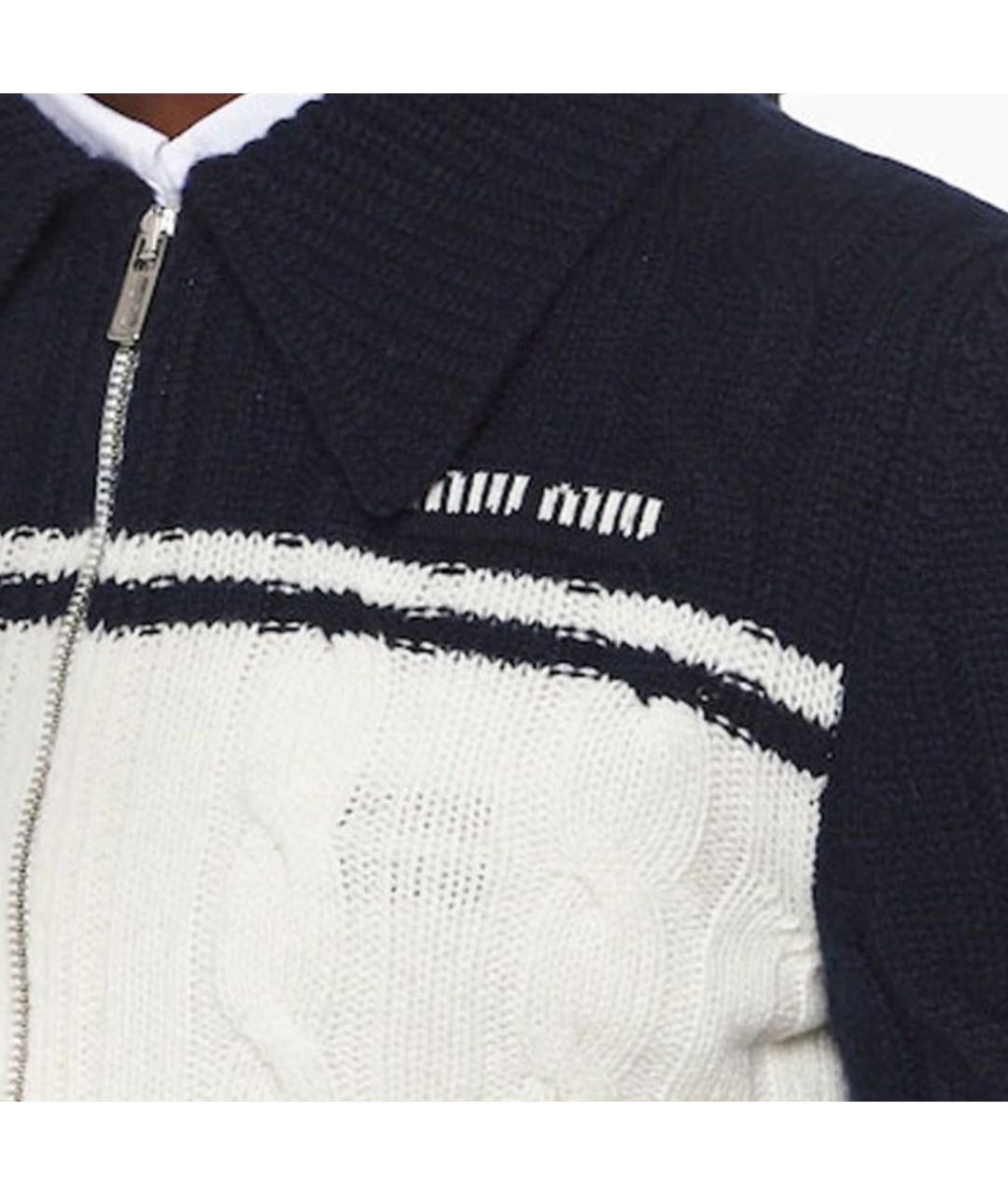 MIU MIU Темно-синий шерстяной кардиган, фото 4