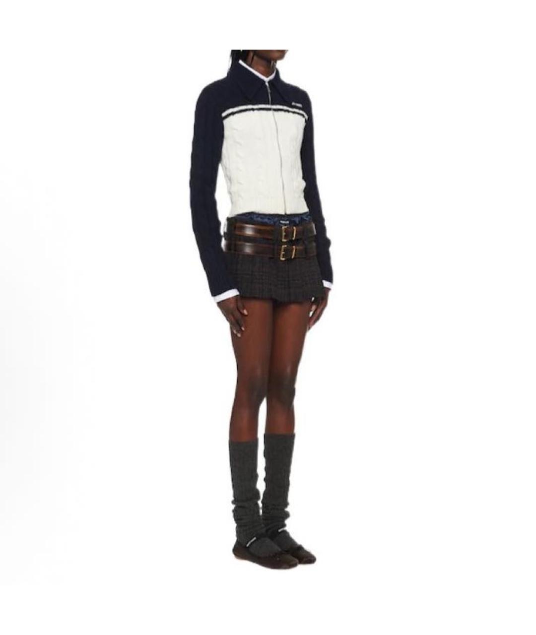 MIU MIU Темно-синий шерстяной кардиган, фото 3