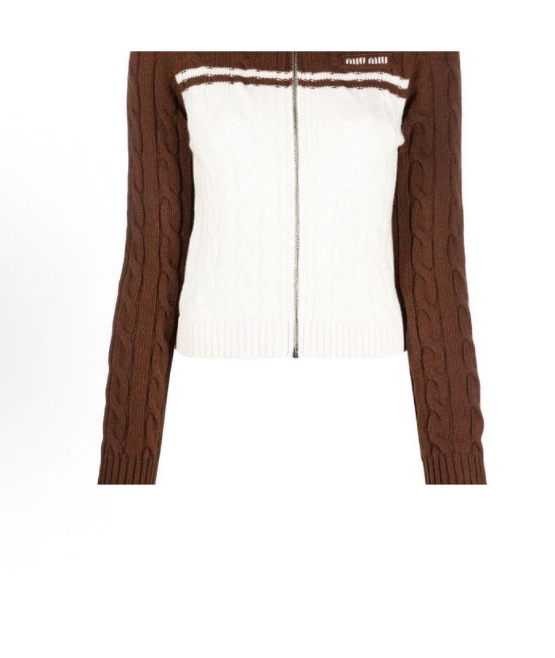 MIU MIU Коричневый шерстяной кардиган, фото 6