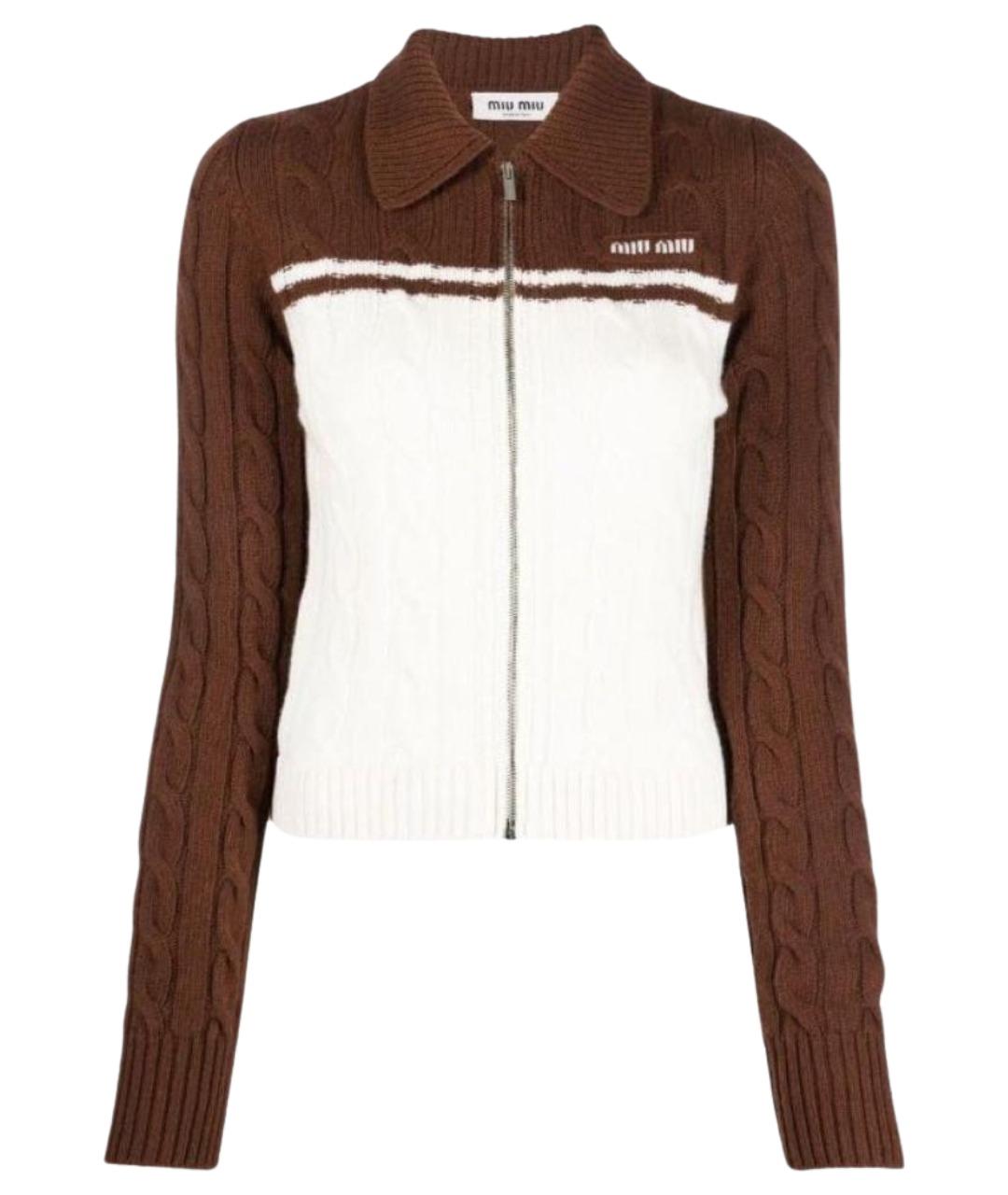 MIU MIU Коричневый шерстяной кардиган, фото 1