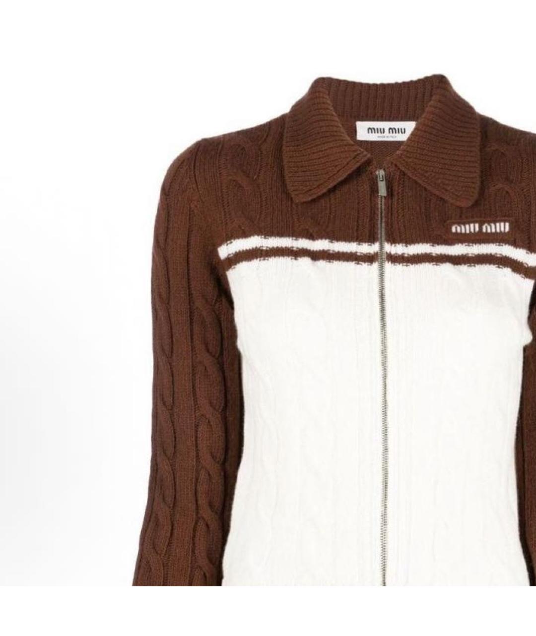 MIU MIU Коричневый шерстяной кардиган, фото 5