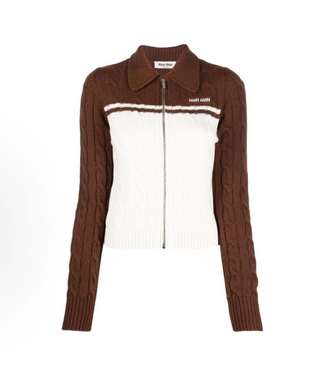 MIU MIU Коричневый шерстяной кардиган, фото 7