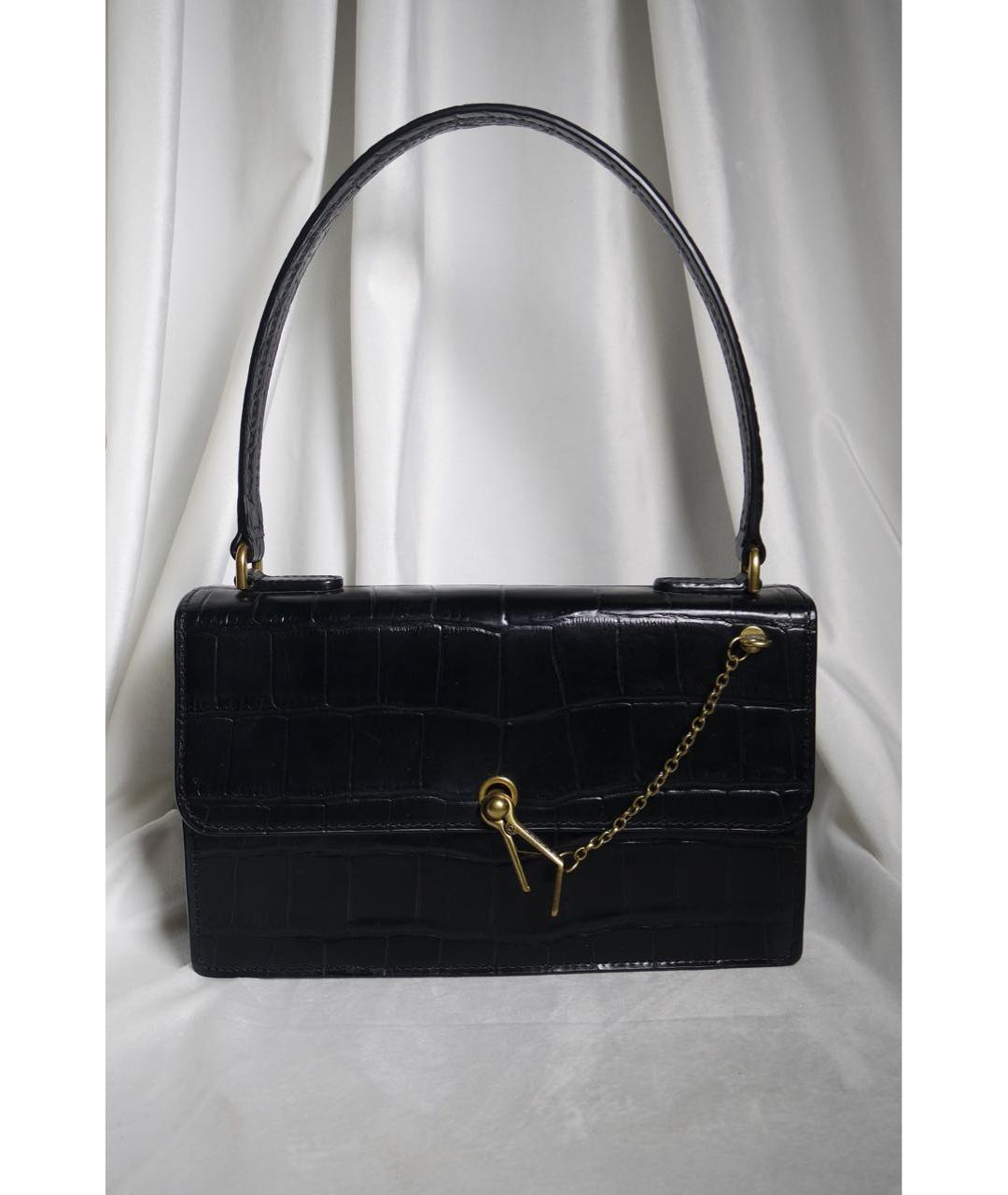 STAUD Черная кожаная сумка с короткими ручками, фото 9