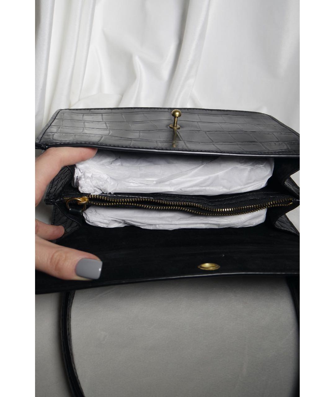 STAUD Черная кожаная сумка с короткими ручками, фото 6