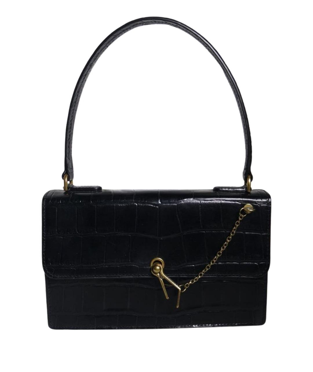 STAUD Черная кожаная сумка с короткими ручками, фото 1