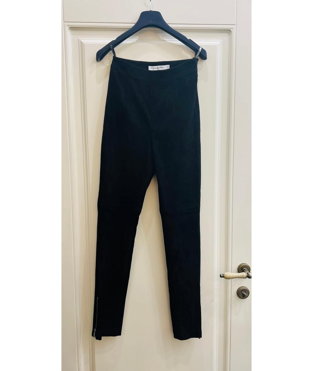CHRISTIAN DIOR Черные замшевые брюки узкие, фото 4