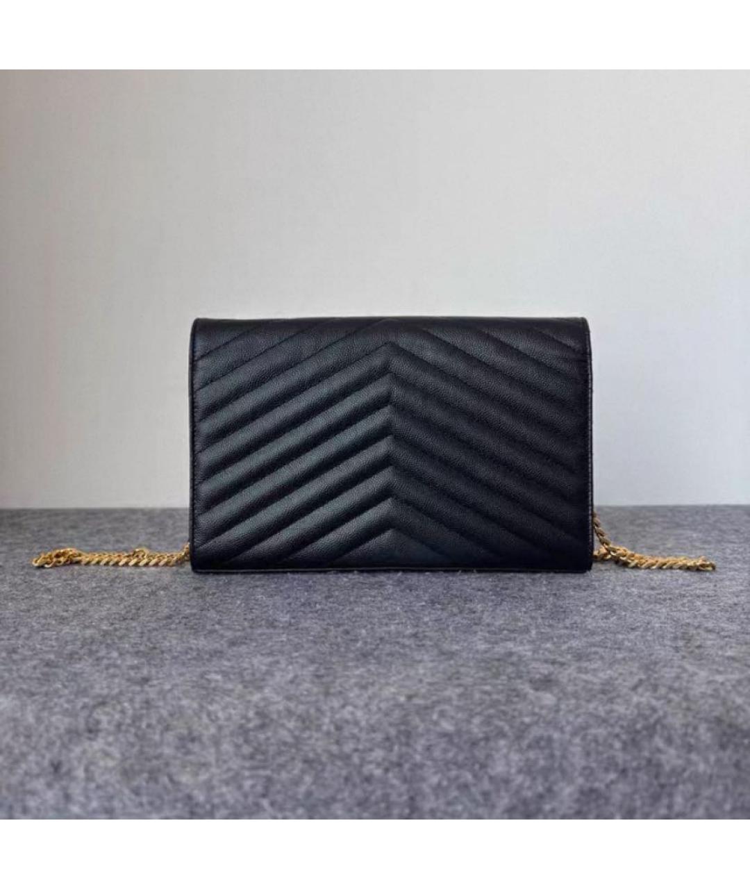 SAINT LAURENT Черная кожаная сумка через плечо, фото 3