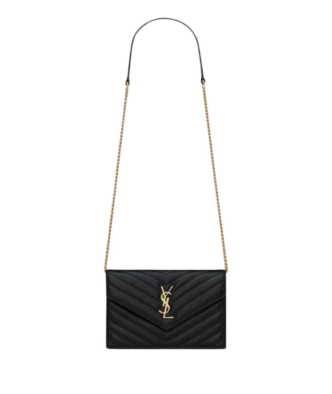 SAINT LAURENT Черная кожаная сумка через плечо, фото 1