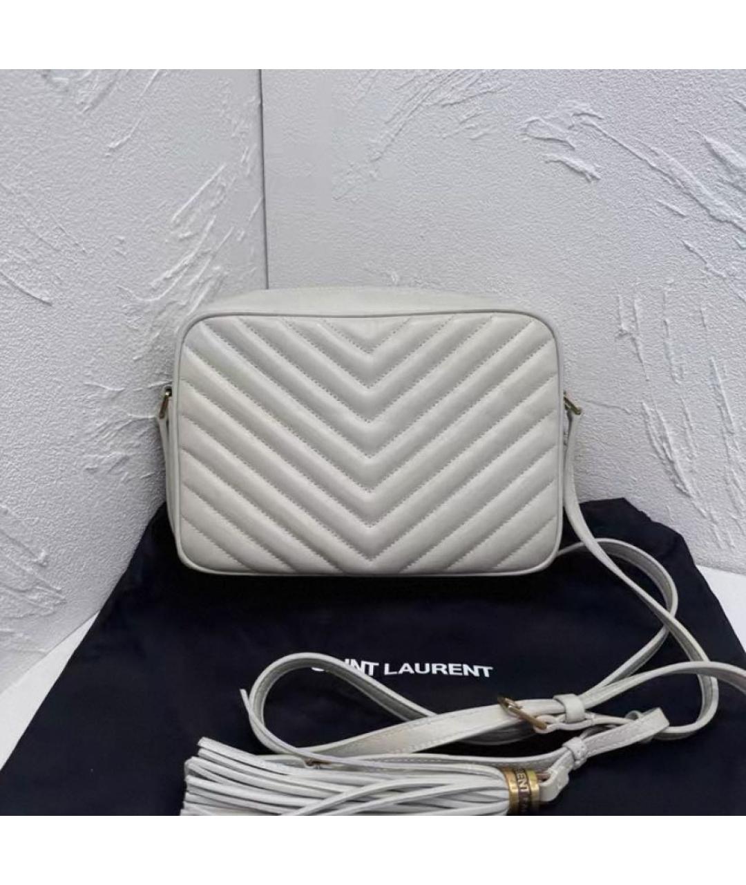 SAINT LAURENT Бежевая кожаная сумка через плечо, фото 2