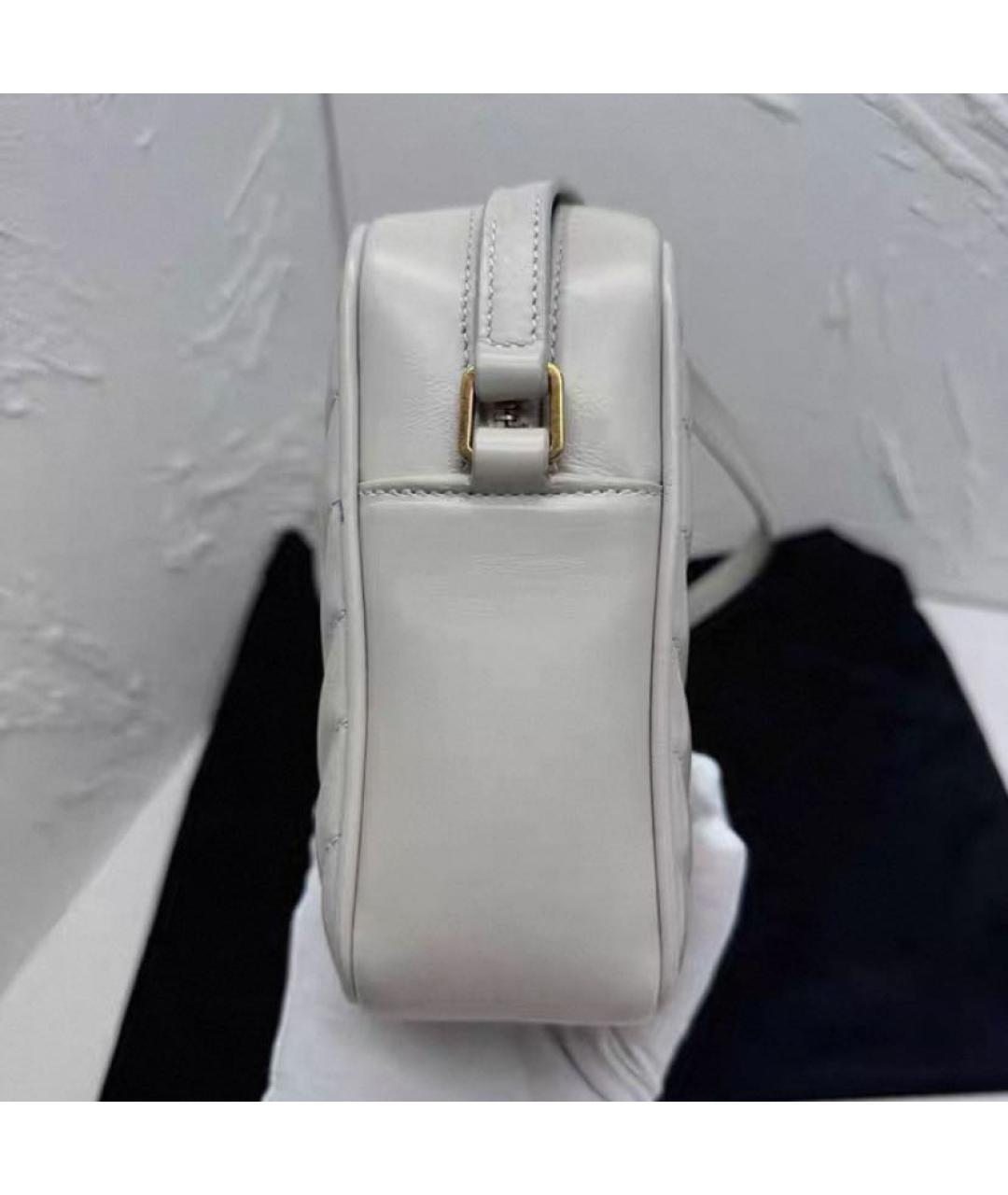 SAINT LAURENT Бежевая кожаная сумка через плечо, фото 3