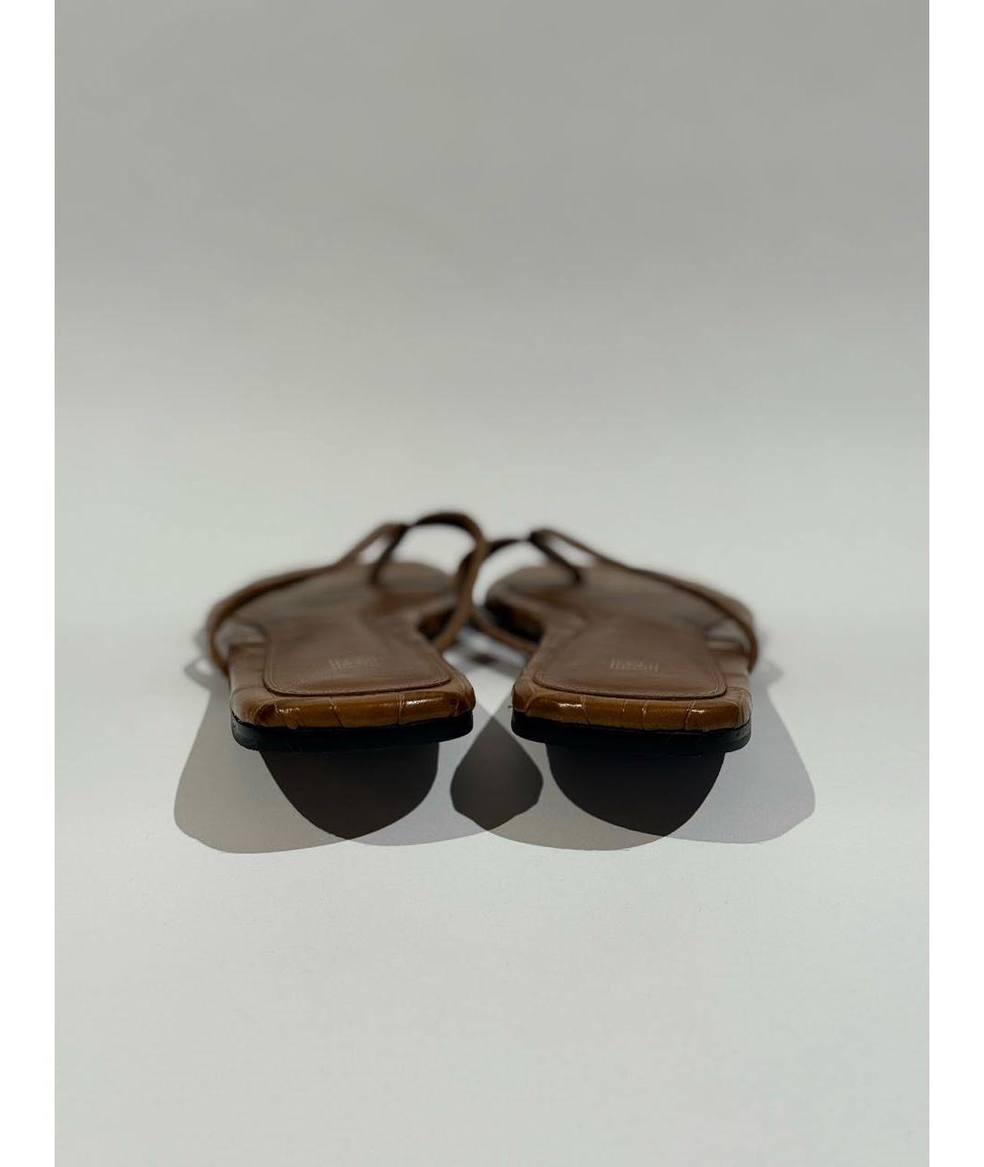 TOTEME Коричневые кожаные шлепанцы, фото 4