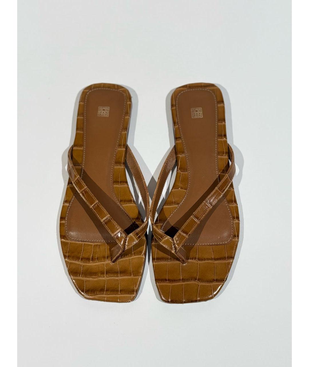 TOTEME Коричневые кожаные шлепанцы, фото 2