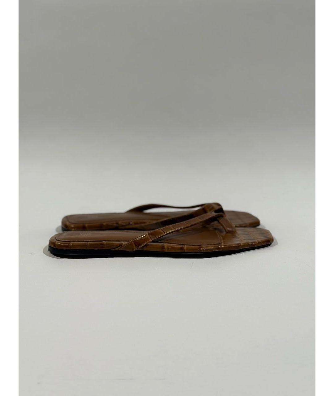 TOTEME Коричневые кожаные шлепанцы, фото 7