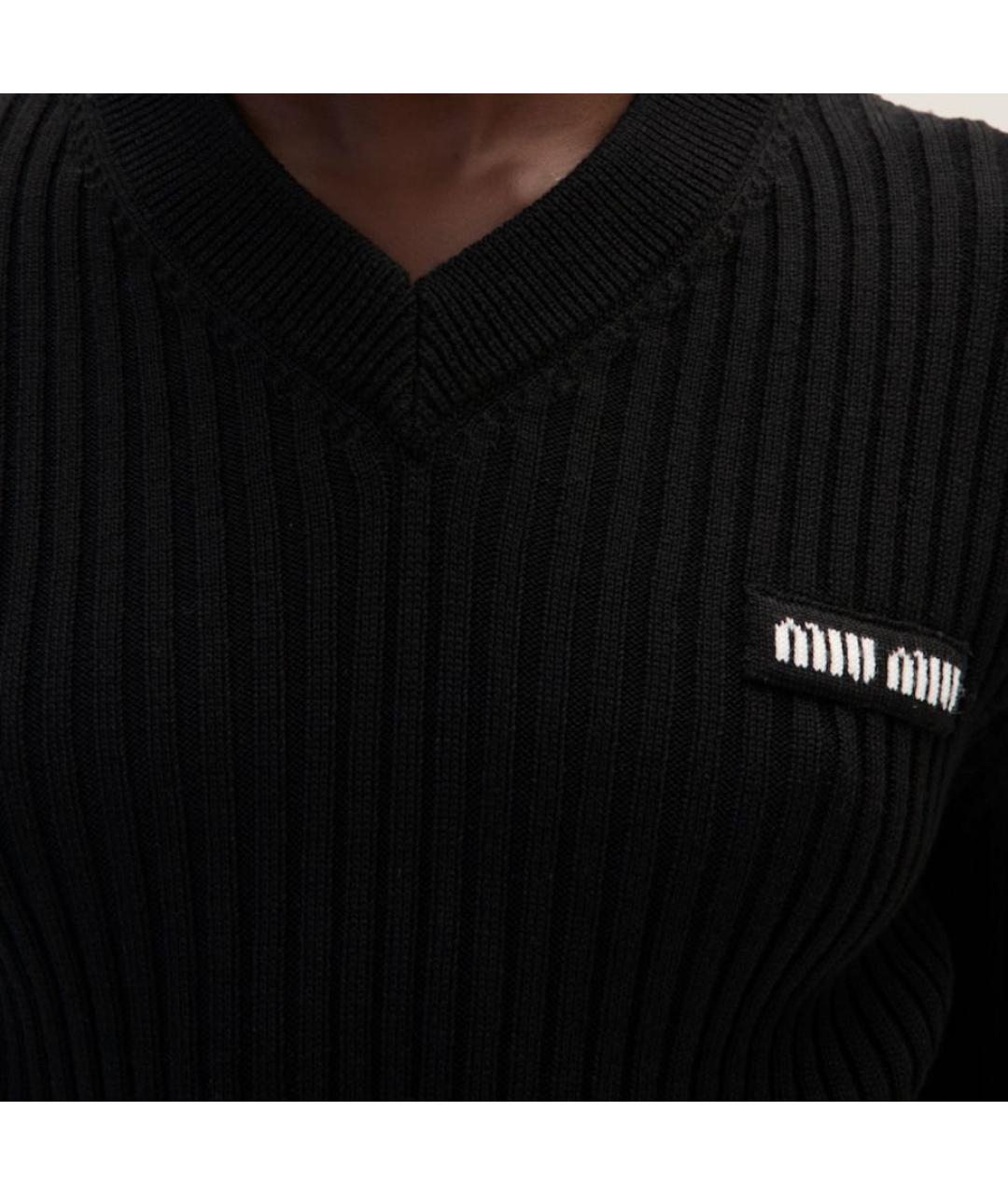 MIU MIU Черный хлопковый кардиган, фото 4