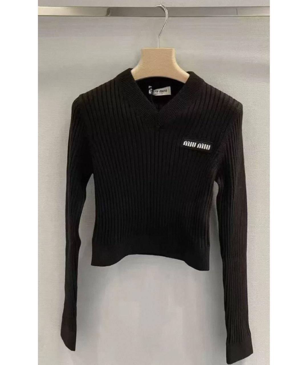 MIU MIU Черный хлопковый кардиган, фото 5