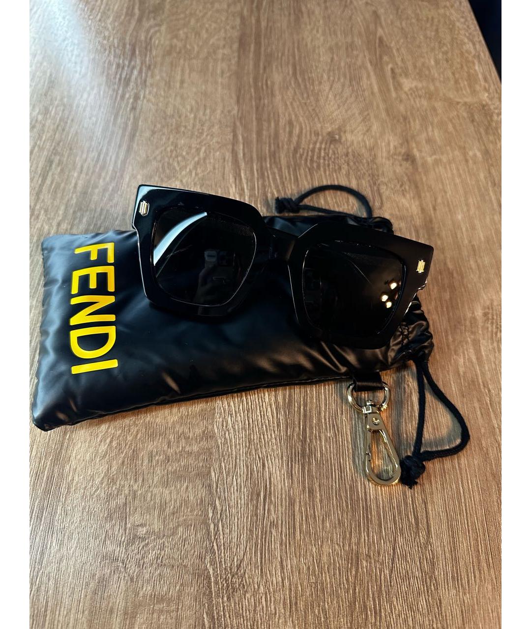 FENDI Черные пластиковые солнцезащитные очки, фото 7