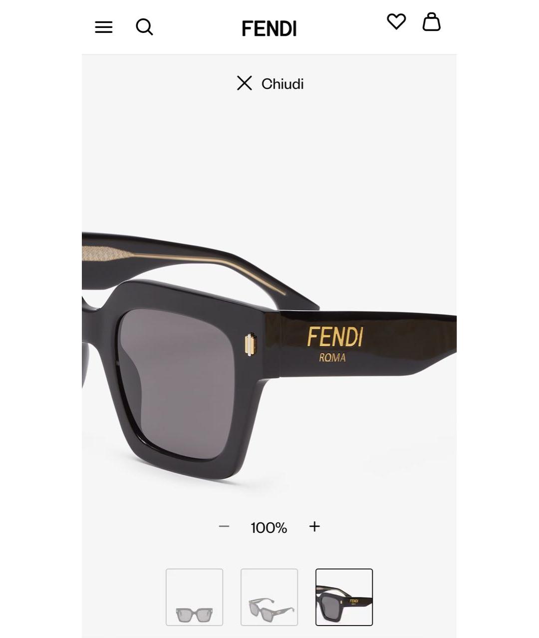 FENDI Черные пластиковые солнцезащитные очки, фото 2