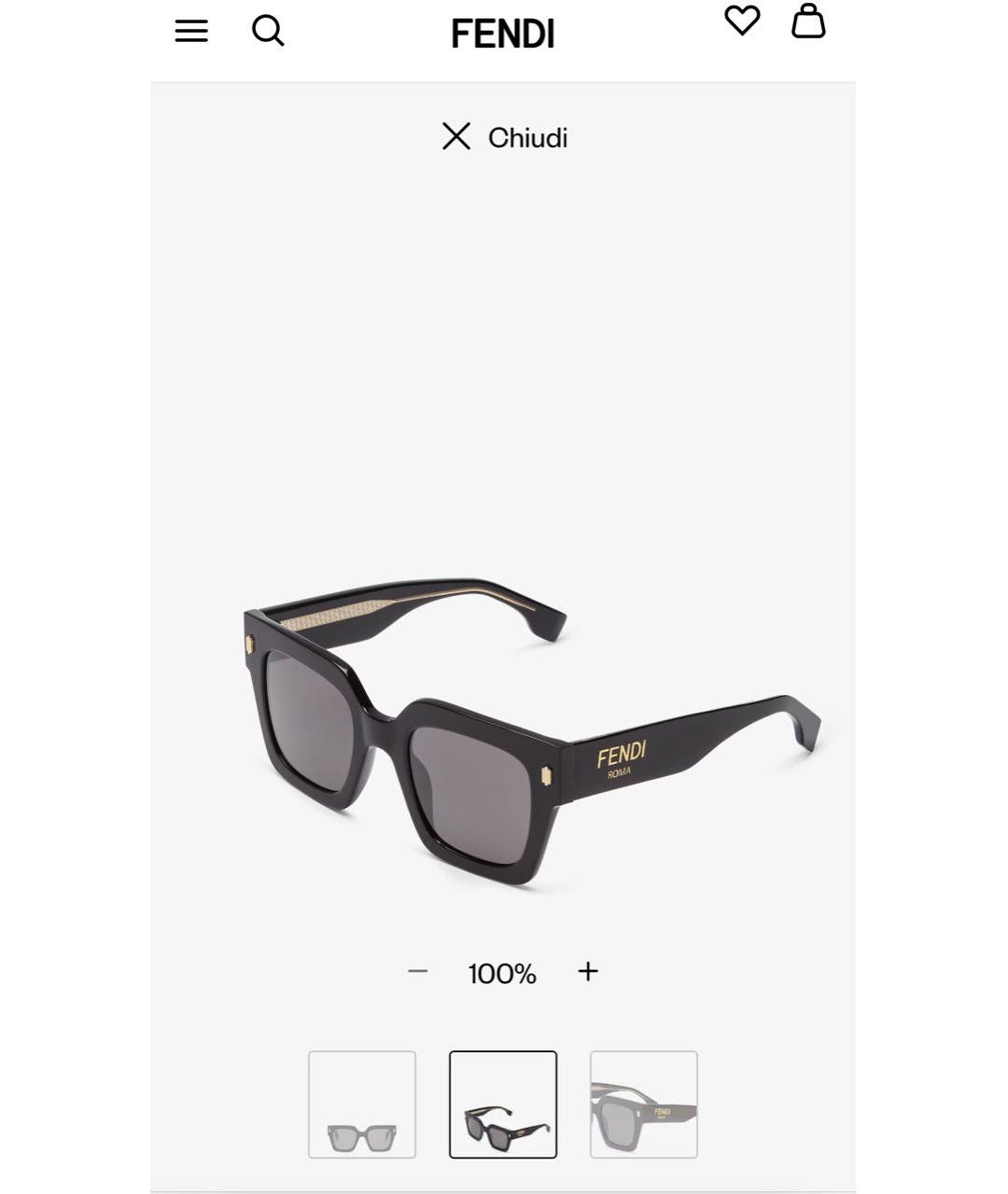 FENDI Черные пластиковые солнцезащитные очки, фото 3