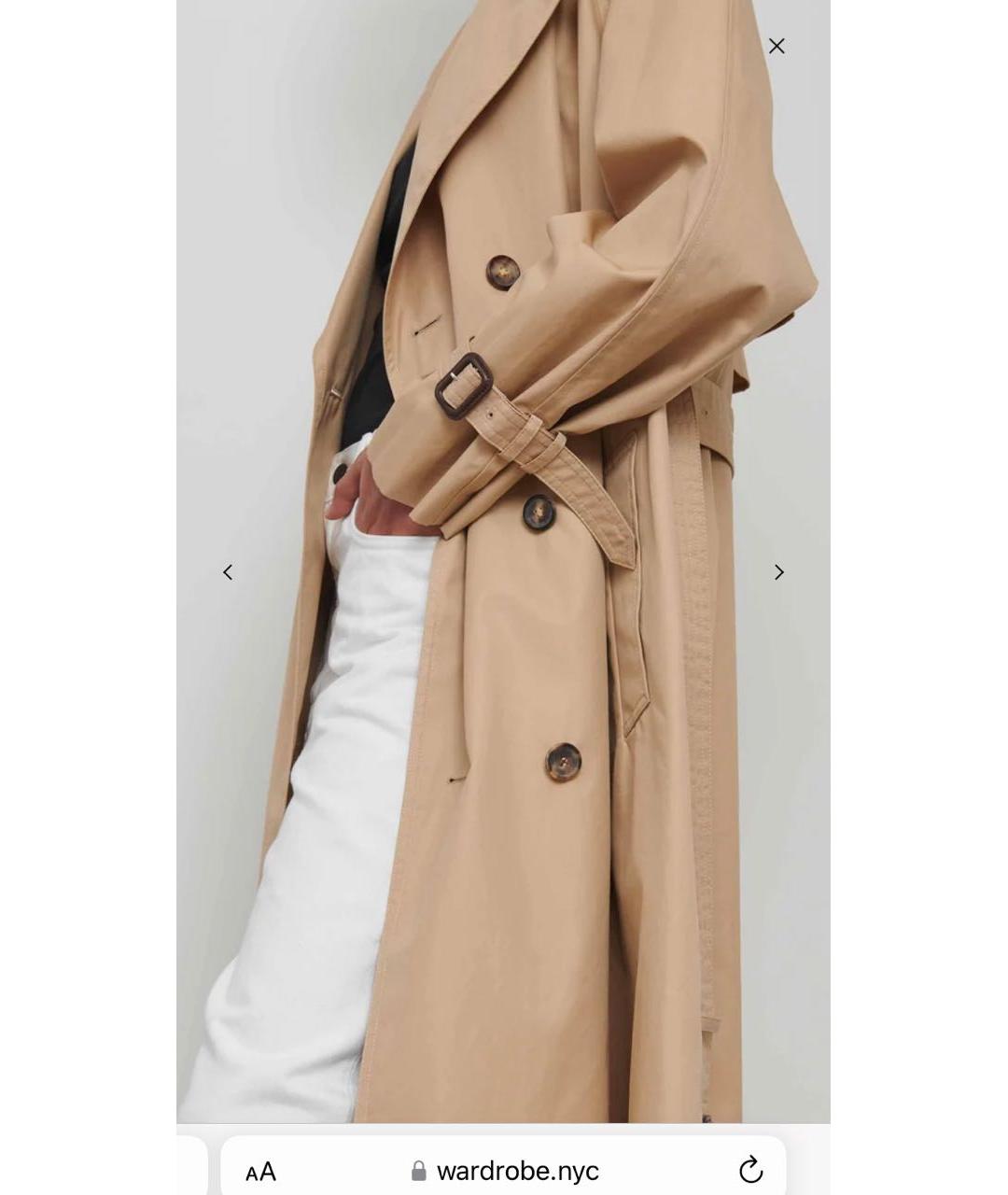 WARDROBE.NYC Бежевый хлопковый тренч/плащ, фото 3