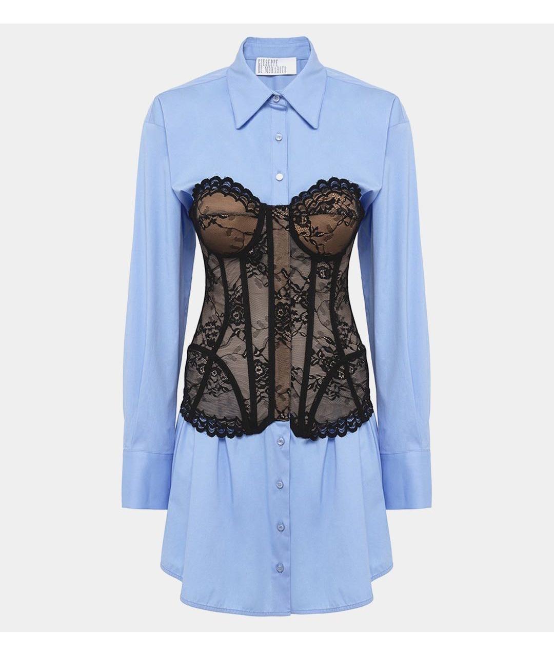 GIUSEPPE DI MORABITO Голубое хлопковое коктейльное платье, фото 6