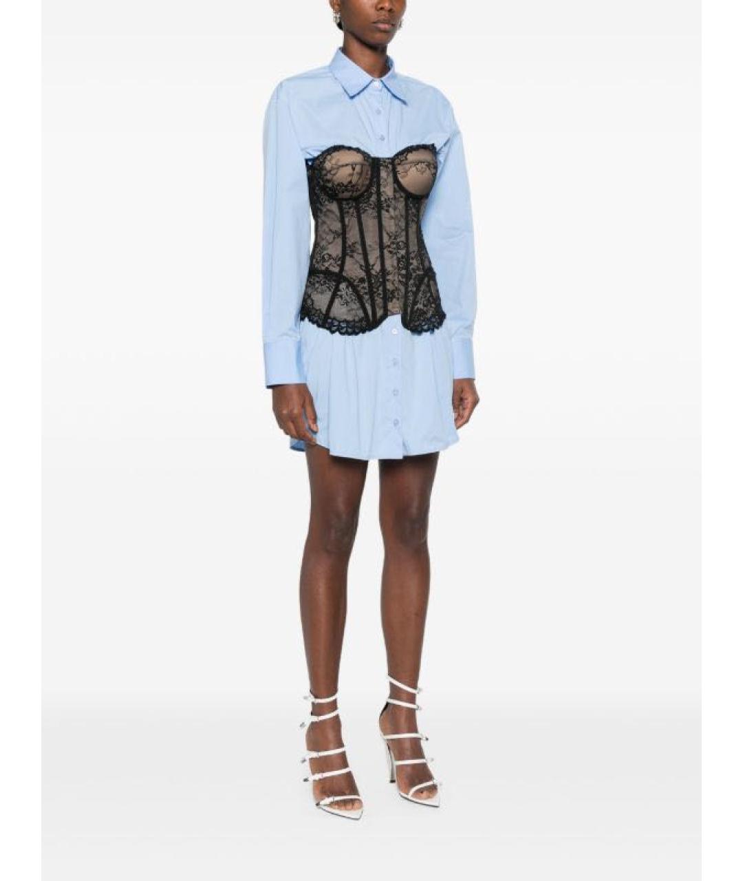 GIUSEPPE DI MORABITO Голубое хлопковое коктейльное платье, фото 2