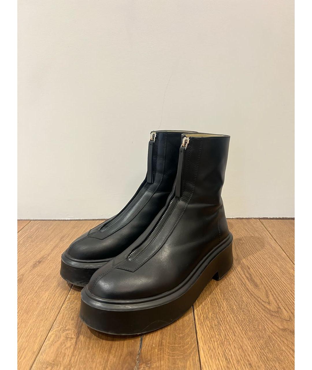 THE ROW Черные кожаные полусапоги, фото 3