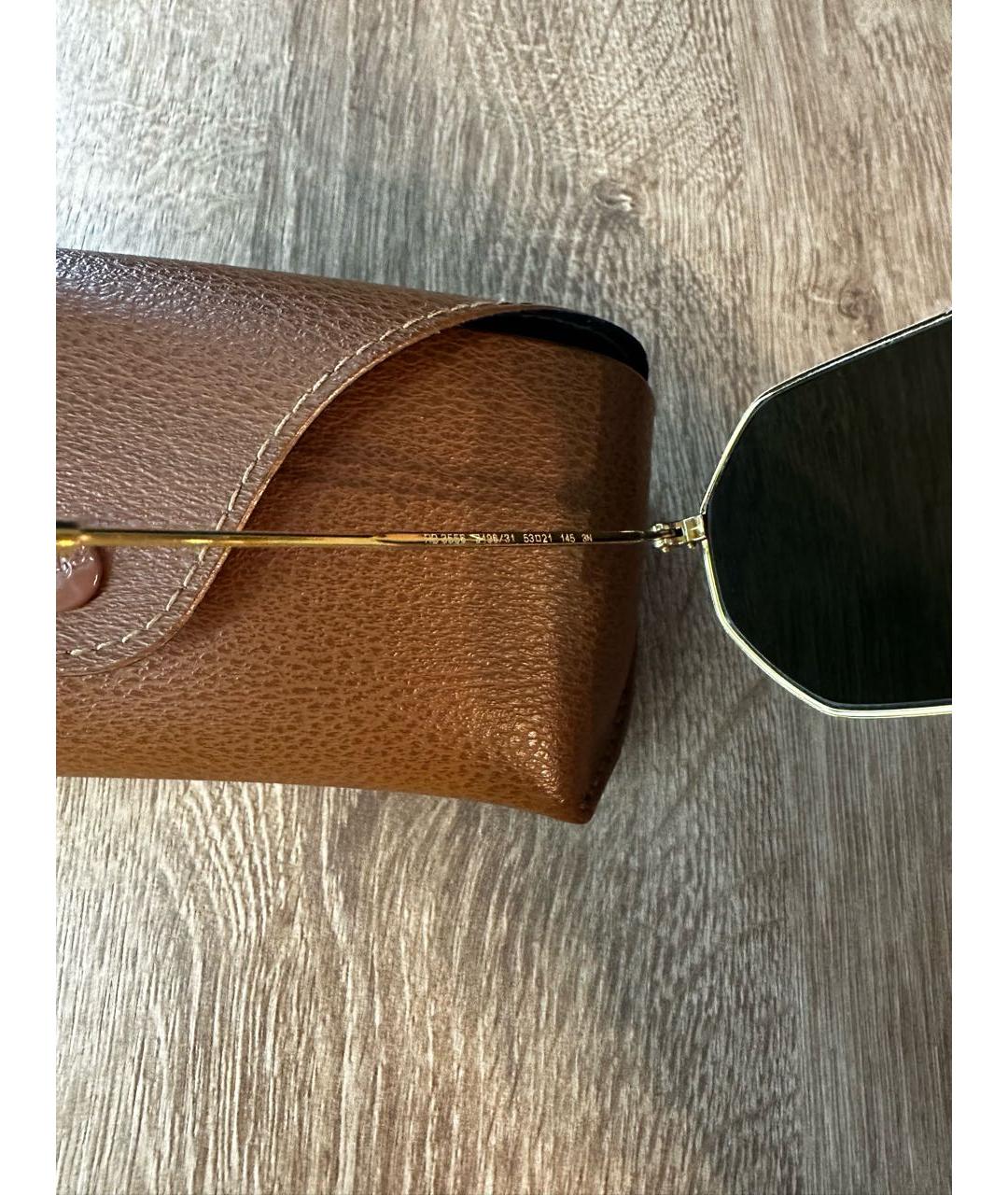 RAY BAN Золотые металлические солнцезащитные очки, фото 6