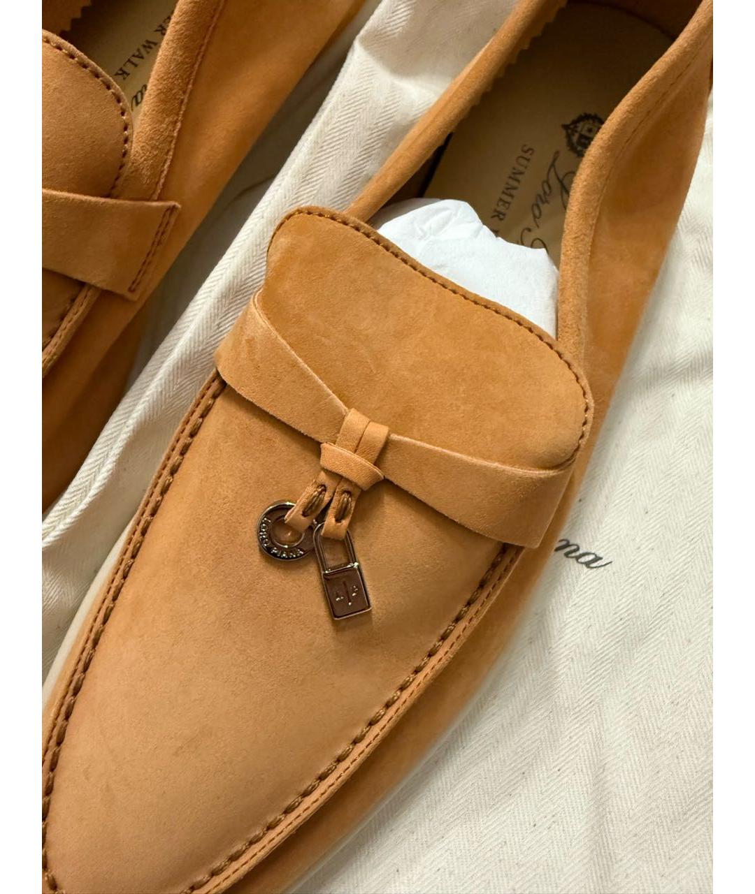 LORO PIANA Горчичные замшевые лоферы, фото 3