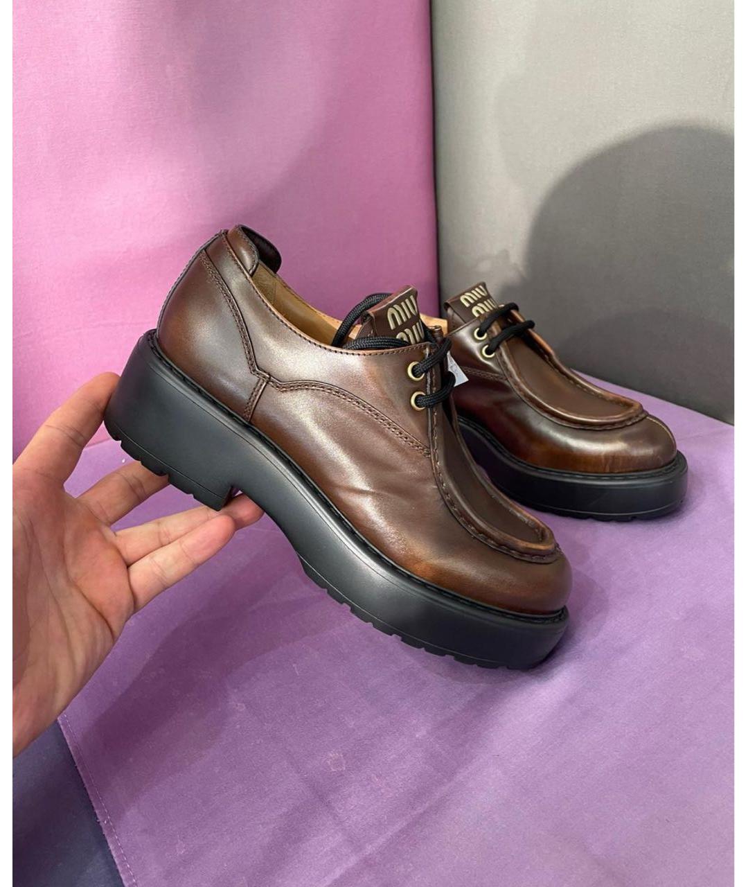 MIU MIU Коричневые кожаные брогги и оксфорды, фото 9