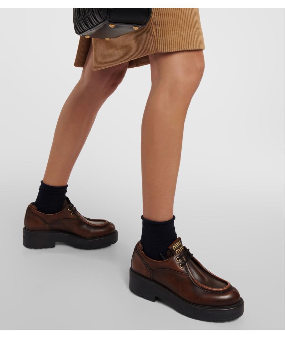 MIU MIU Коричневые кожаные брогги и оксфорды, фото 4