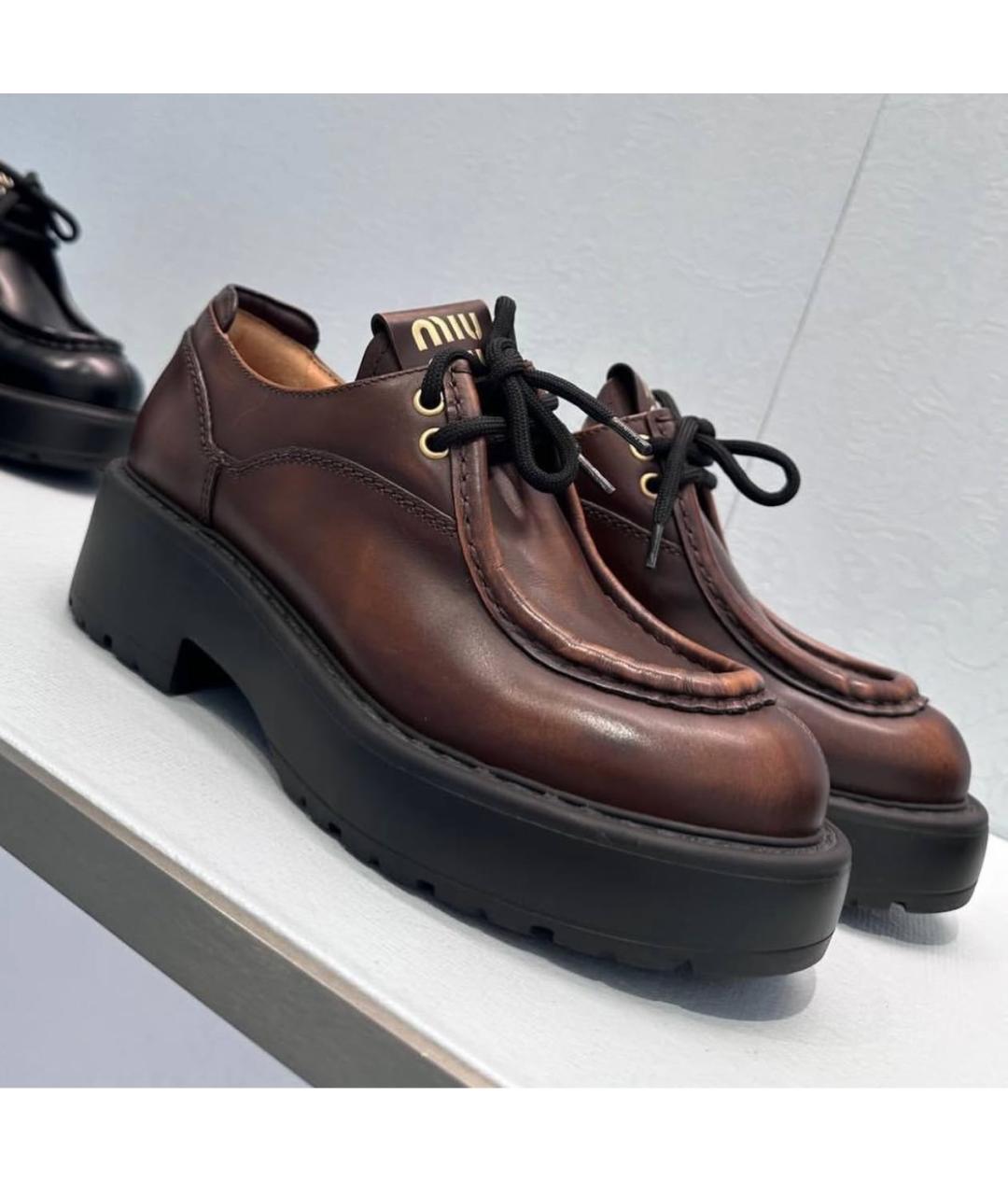 MIU MIU Коричневые кожаные брогги и оксфорды, фото 5