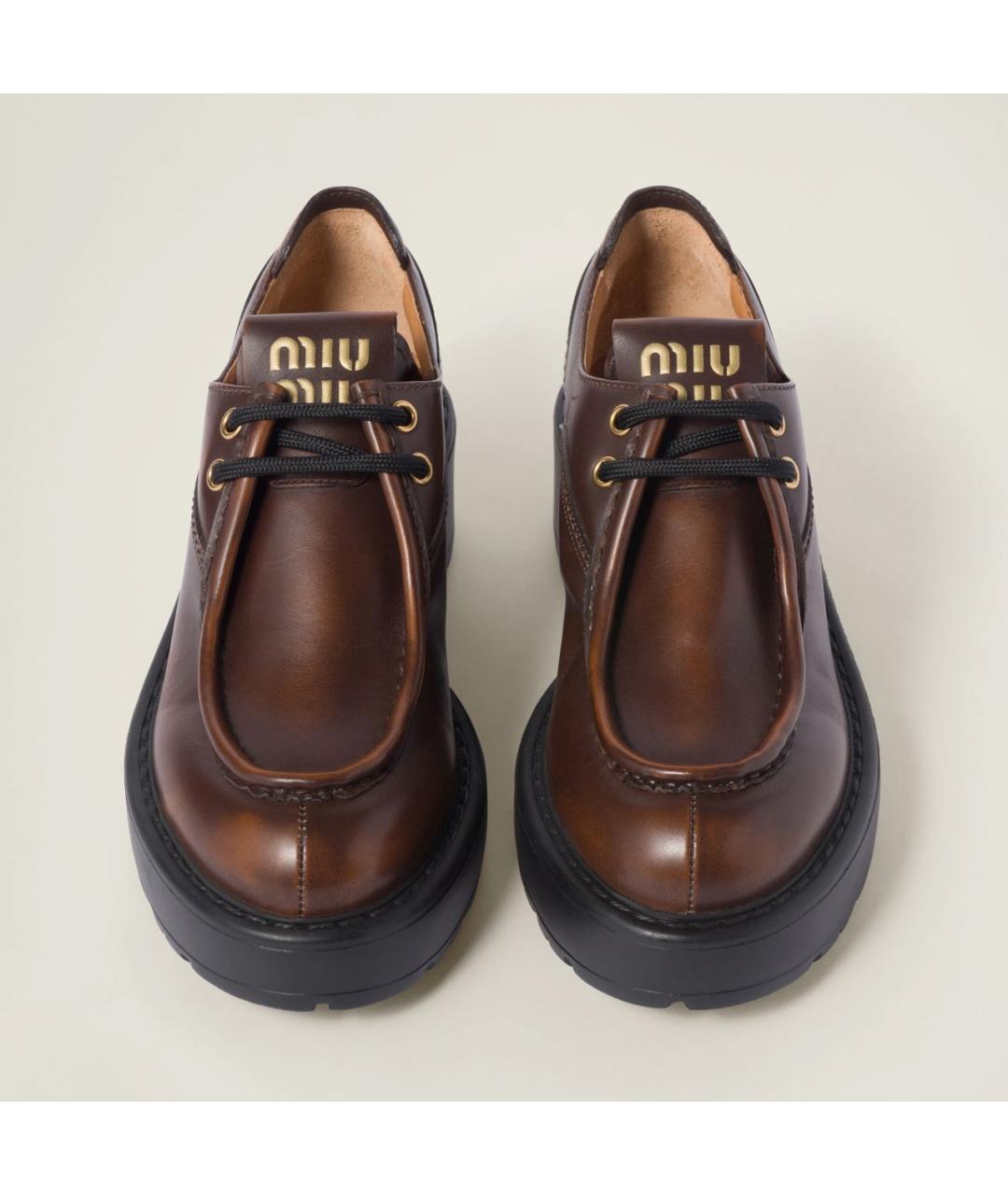 MIU MIU Коричневые кожаные брогги и оксфорды, фото 3