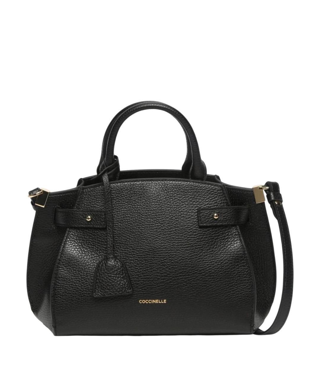 COCCINELLE Черная кожаная сумка с короткими ручками, фото 1