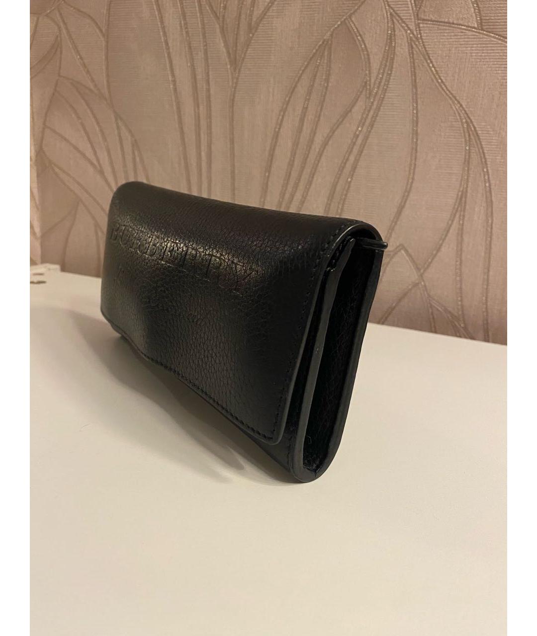BURBERRY Черный кожаный кошелек, фото 2