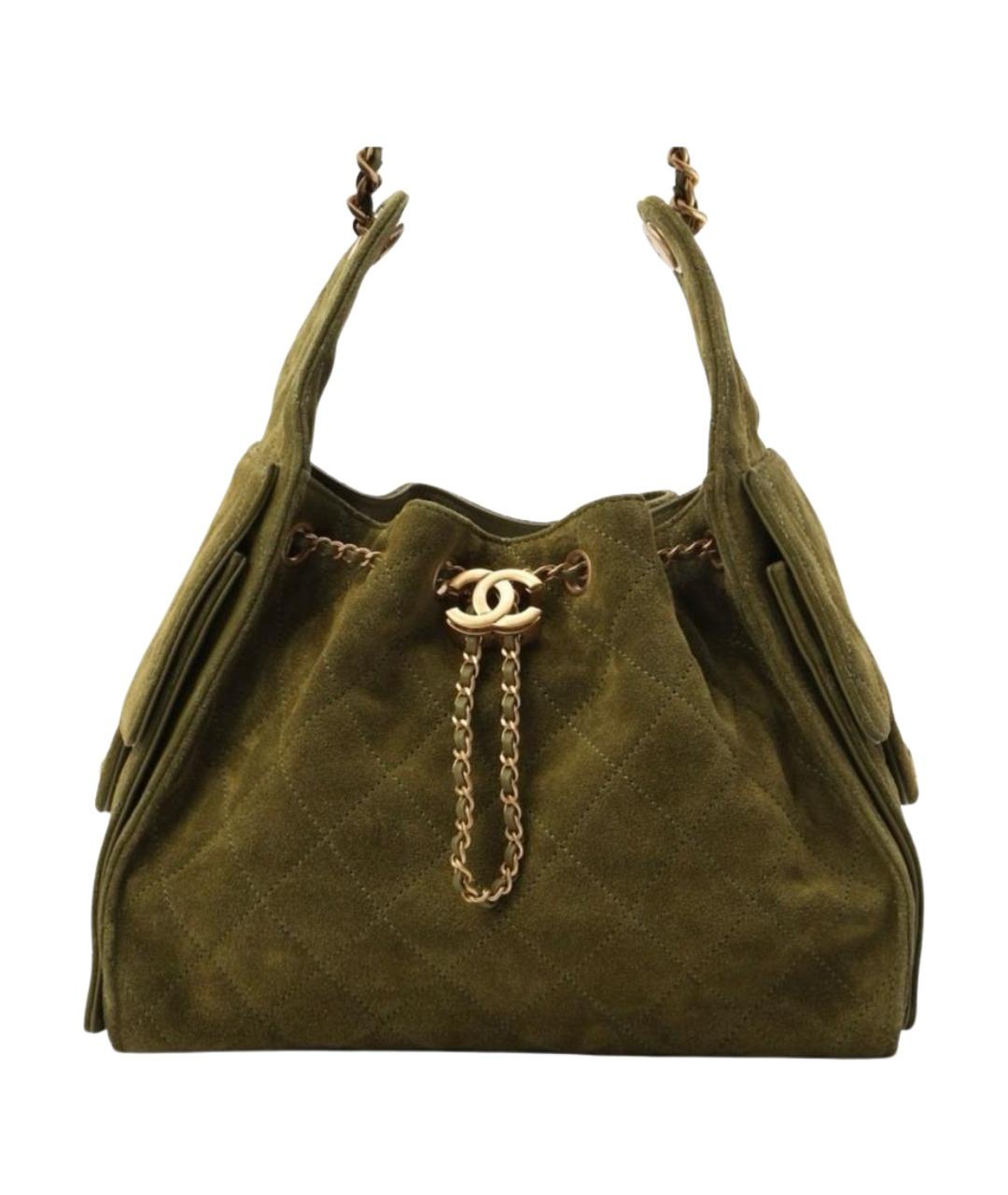 CHANEL Хаки замшевая сумка через плечо, фото 1
