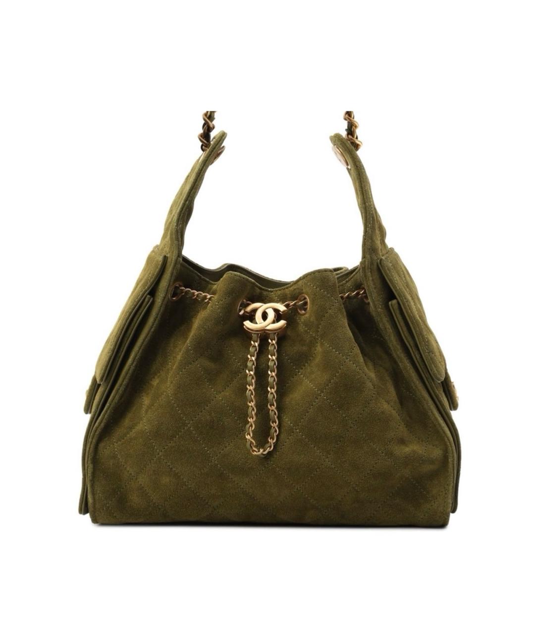 CHANEL Хаки замшевая сумка через плечо, фото 3