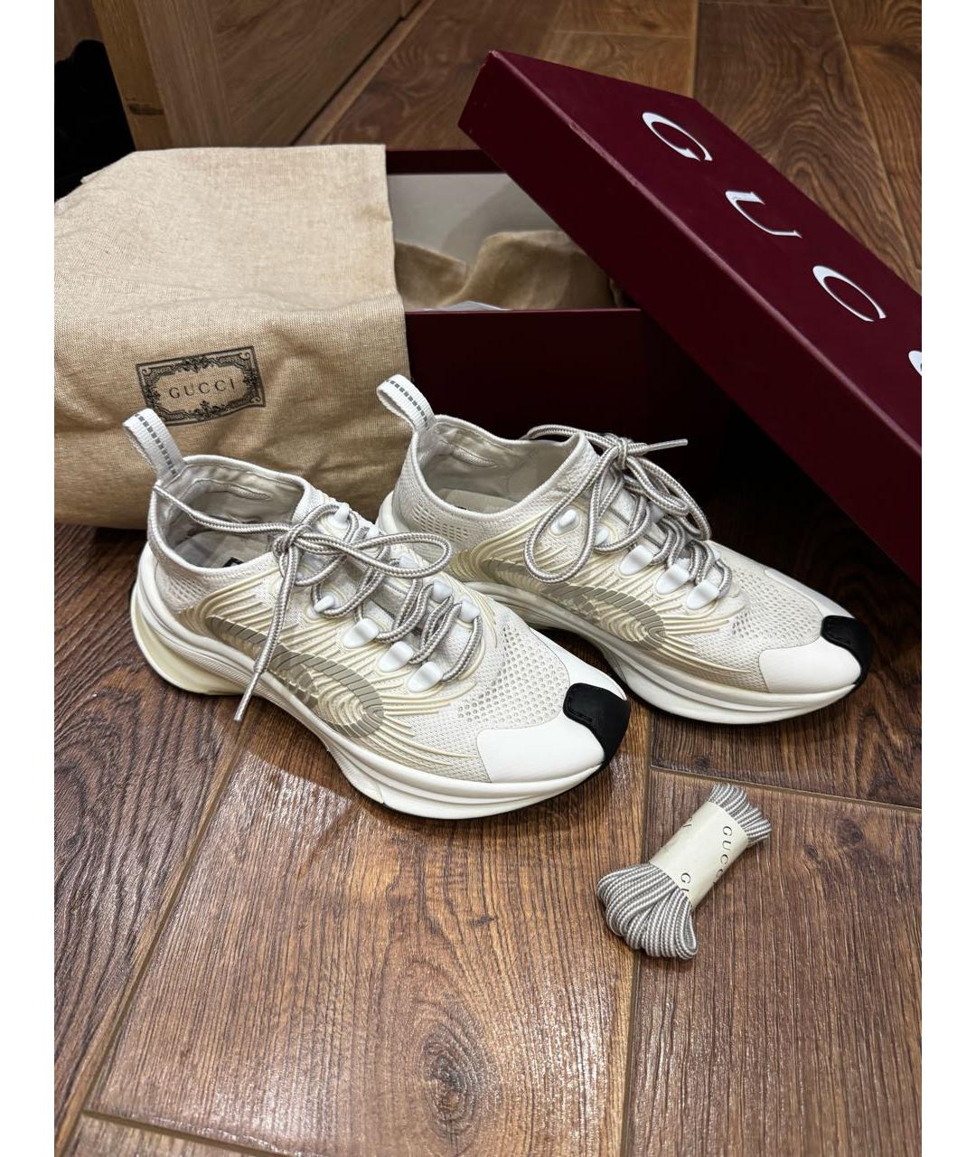 GUCCI Белые текстильные кроссовки, фото 3