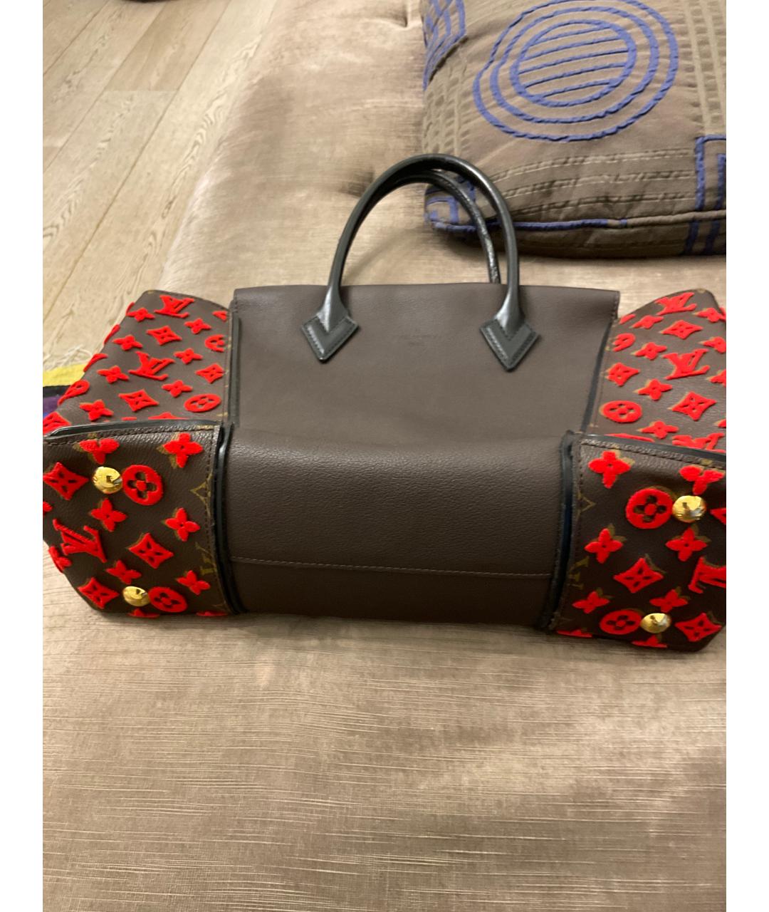 LOUIS VUITTON Коричневая кожаная сумка с короткими ручками, фото 3