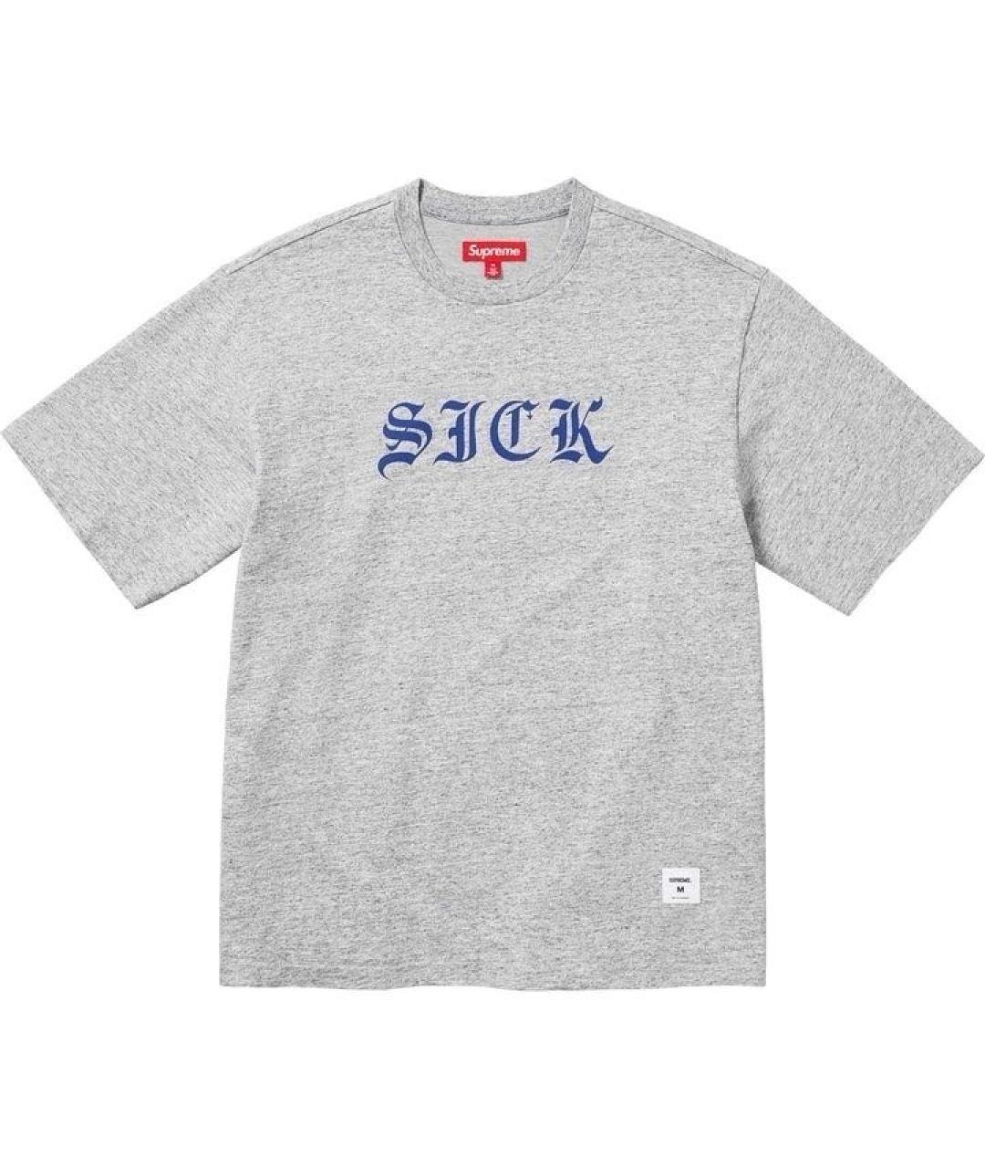 SUPREME Серая хлопковая футболка, фото 5